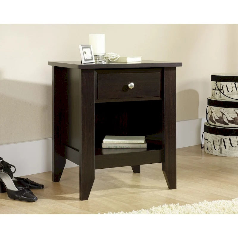 Single Drawer Night Stand with Open Shelf and Smooth Metal Runners