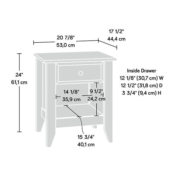 Single Drawer Night Stand with Open Shelf and Smooth Metal Runners