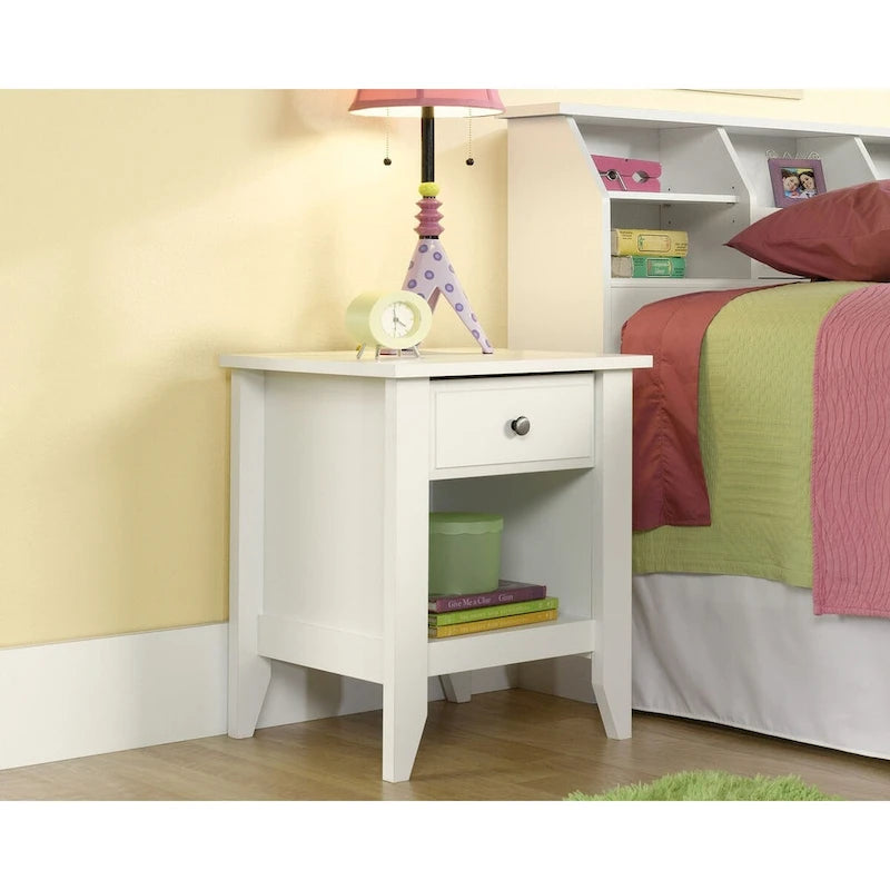 Single Drawer Night Stand with Open Shelf and Smooth Metal Runners