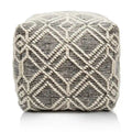 Handmade Wool and Cotton Pouf Footstool (16 x 16 x 16 Inches)