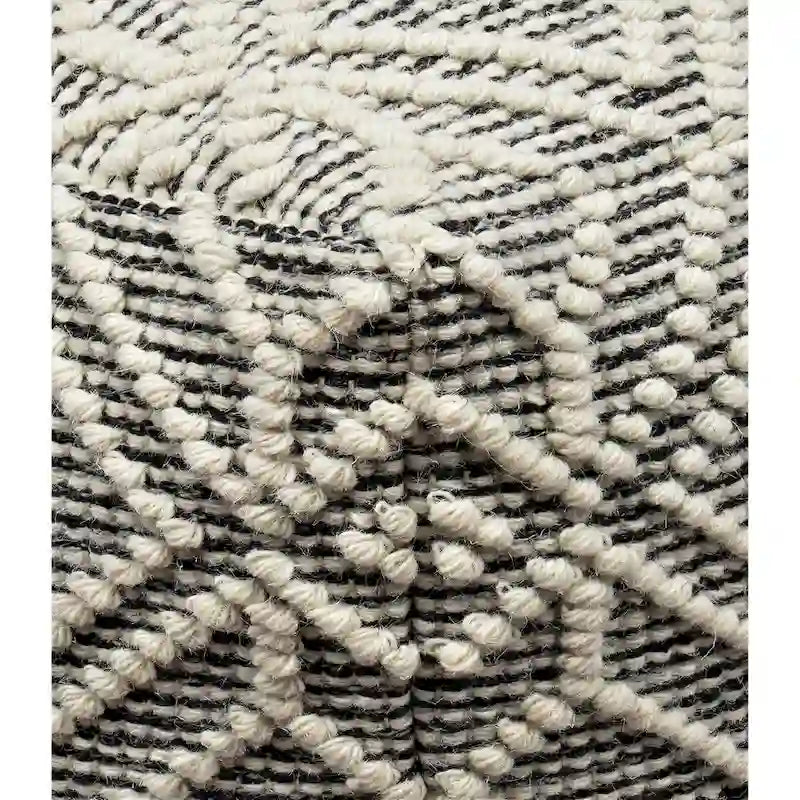 Handmade Wool and Cotton Pouf Footstool (16 x 16 x 16 Inches)