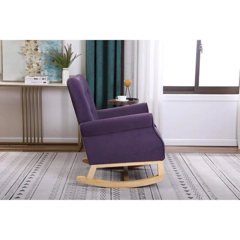 High Back Rocking Chair Nursery Chair with Fabric Padded Seat