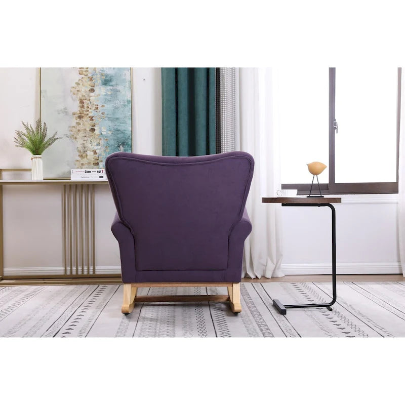 High Back Rocking Chair Nursery Chair with Fabric Padded Seat