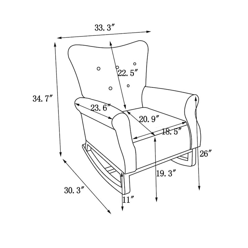 High Back Rocking Chair Nursery Chair with Fabric Padded Seat