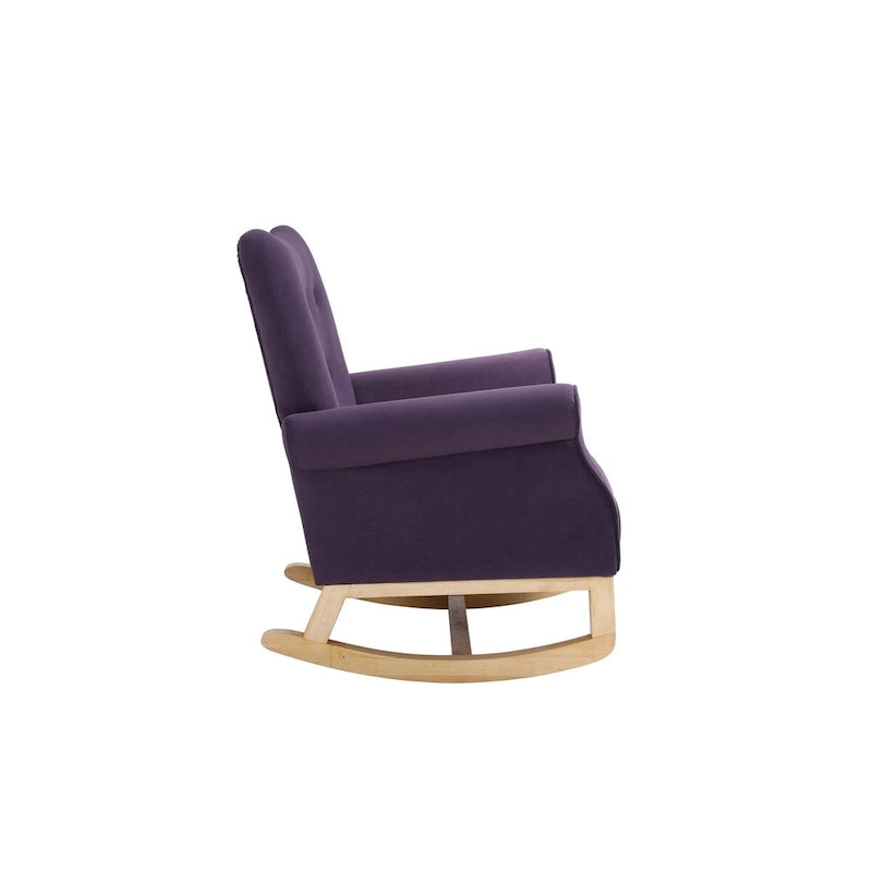 High Back Rocking Chair Nursery Chair with Fabric Padded Seat