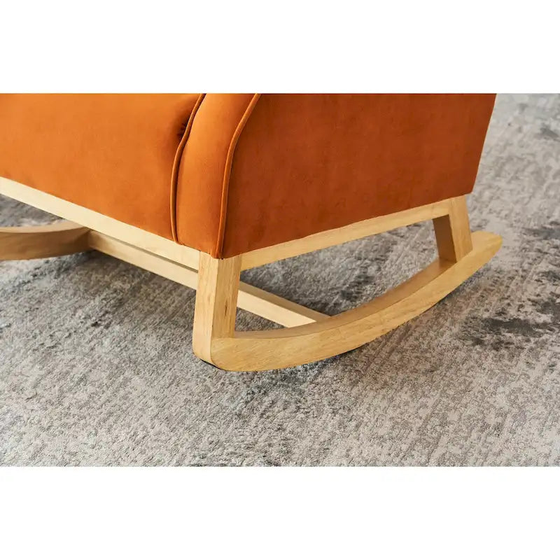 High Back Rocking Chair Nursery Chair with Fabric Padded Seat