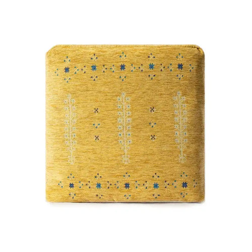 18 Inch Yellow Abstract Pouf Ottoman