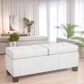 46 Inch Storage Upholstered Ottoman Bench with Steel Frame