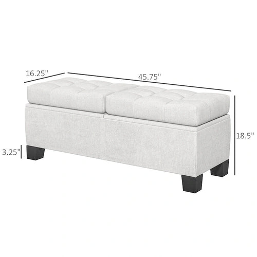 46 Inch Storage Upholstered Ottoman Bench with Steel Frame