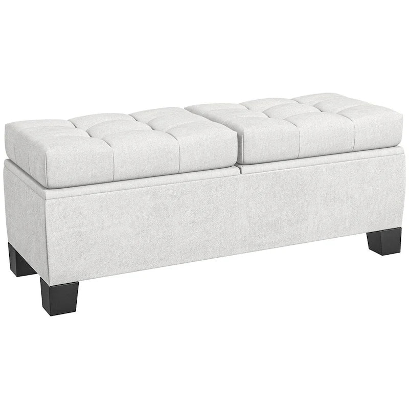 46 Inch Storage Upholstered Ottoman Bench with Steel Frame