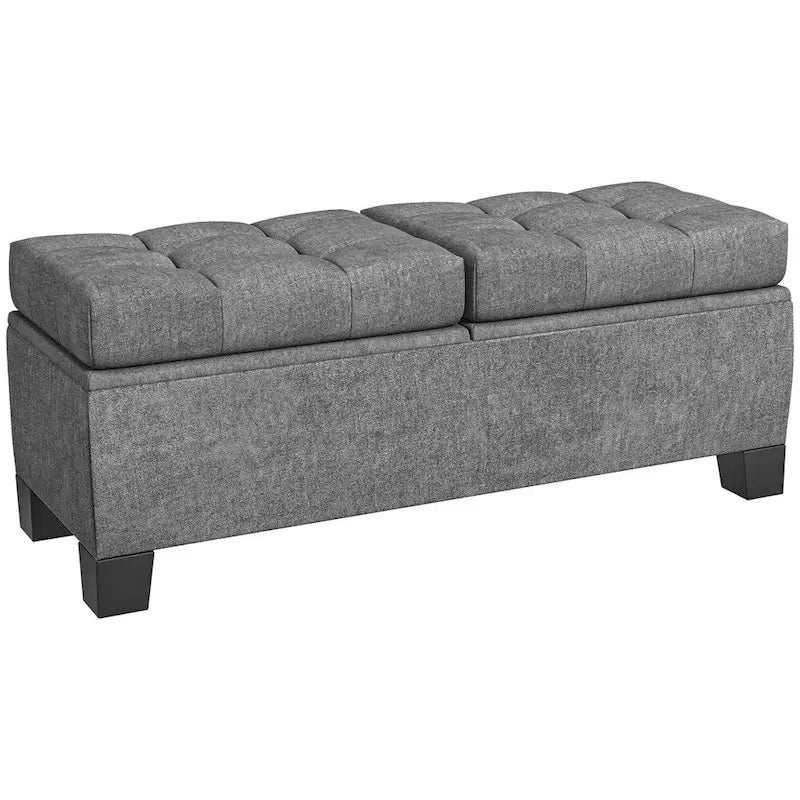 46 Inch Storage Upholstered Ottoman Bench with Steel Frame