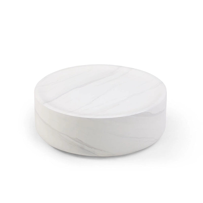 31.49 Inch Round Faux Marble Pattern Coffee Table, No Assembly Required