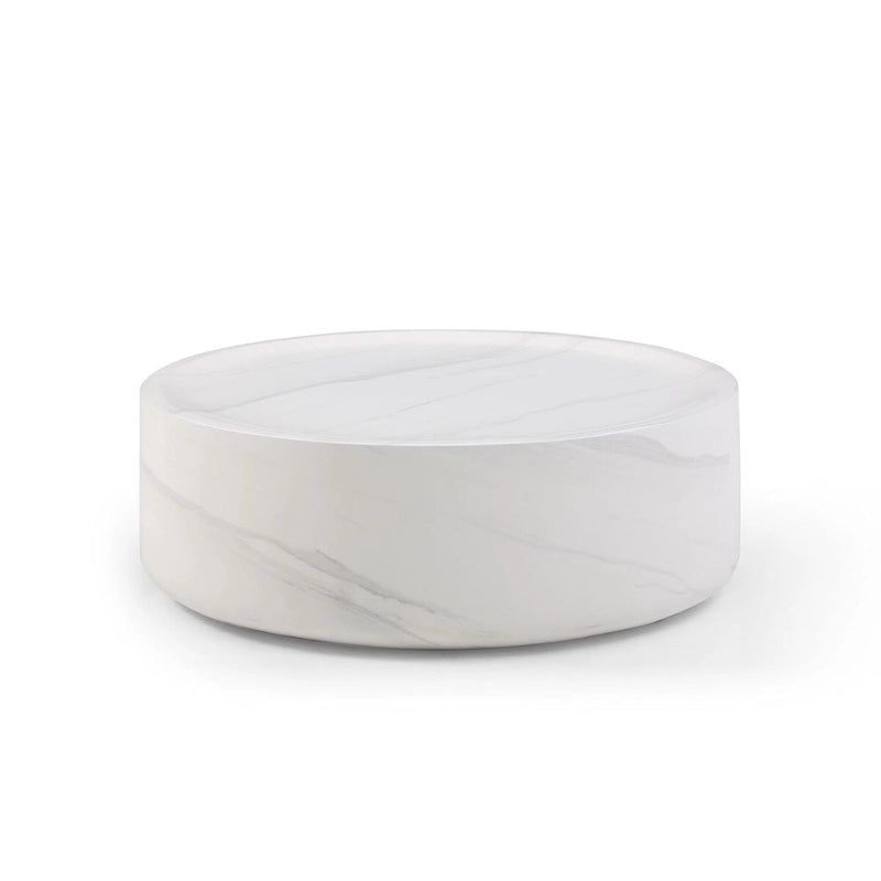 31.49 Inch Round Faux Marble Pattern Coffee Table, No Assembly Required