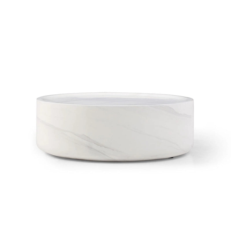 31.49 Inch Round Faux Marble Pattern Coffee Table, No Assembly Required