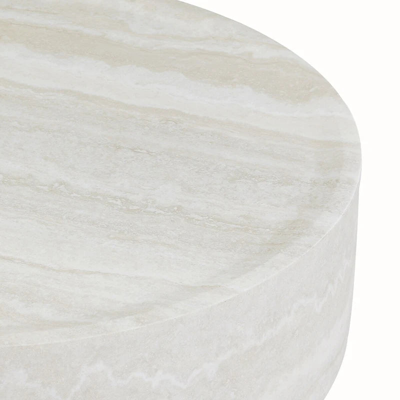 31.49 Inch Round Faux Marble Pattern Coffee Table, No Assembly Required