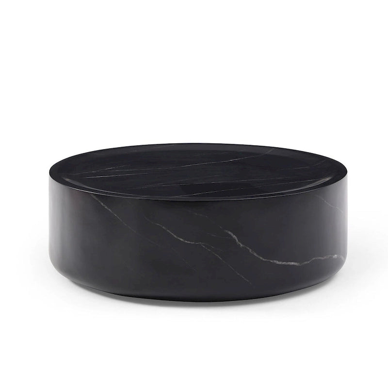 31.49 Inch Round Faux Marble Pattern Coffee Table, No Assembly Required