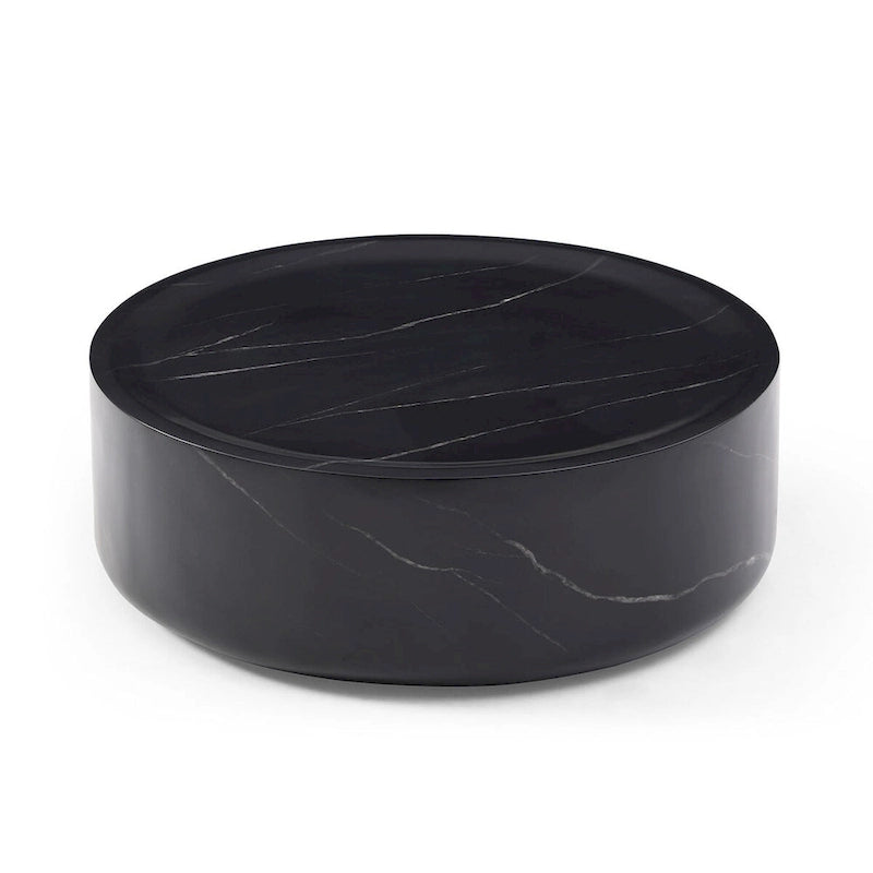 31.49 Inch Round Faux Marble Pattern Coffee Table, No Assembly Required