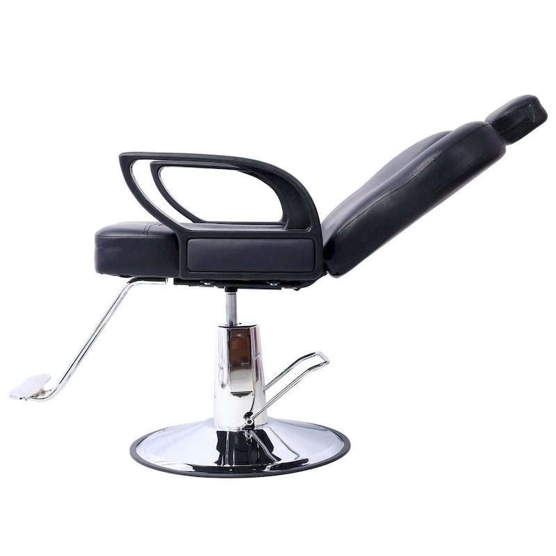 Heavy Duty Hydraulic Barber Chair with Reclining Backrest and Wide Seat