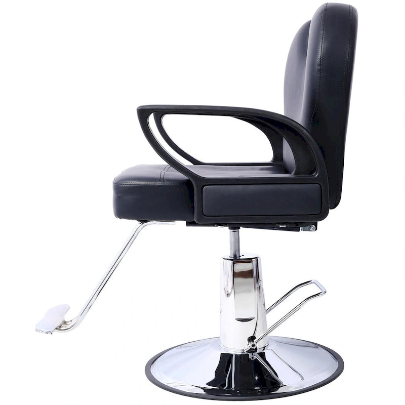 Heavy Duty Hydraulic Barber Chair with Reclining Backrest and Wide Seat