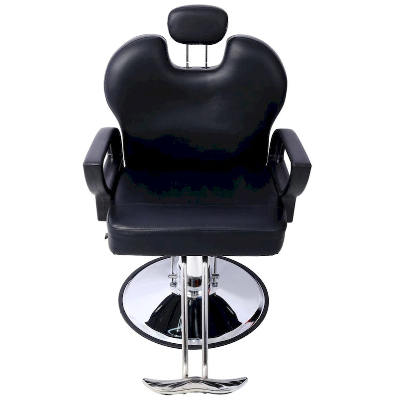 Heavy Duty Hydraulic Barber Chair with Reclining Backrest and Wide Seat