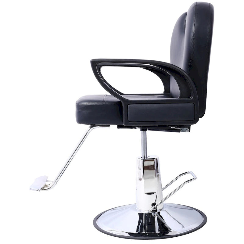 Heavy Duty Hydraulic Barber Chair with Reclining Backrest and Wide Seat