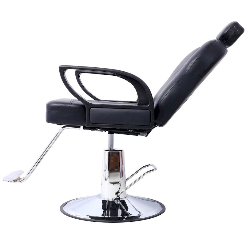 Heavy Duty Hydraulic Barber Chair with Reclining Backrest and Wide Seat