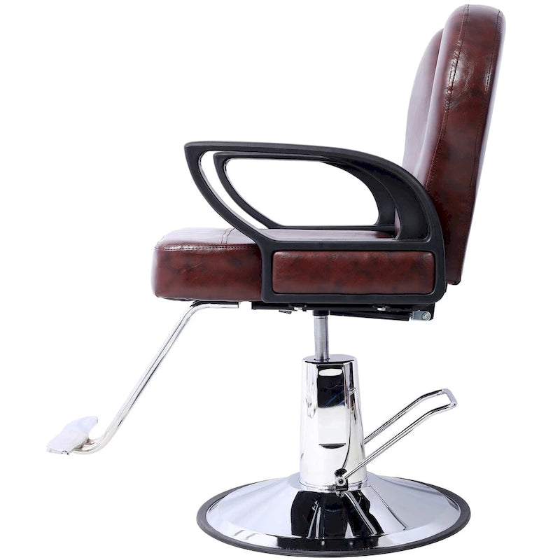 Heavy Duty Hydraulic Barber Chair with Reclining Backrest and Wide Seat