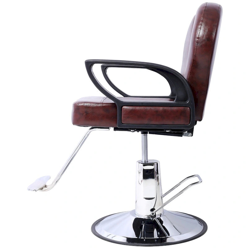 Heavy Duty Hydraulic Barber Chair with Reclining Backrest and Wide Seat