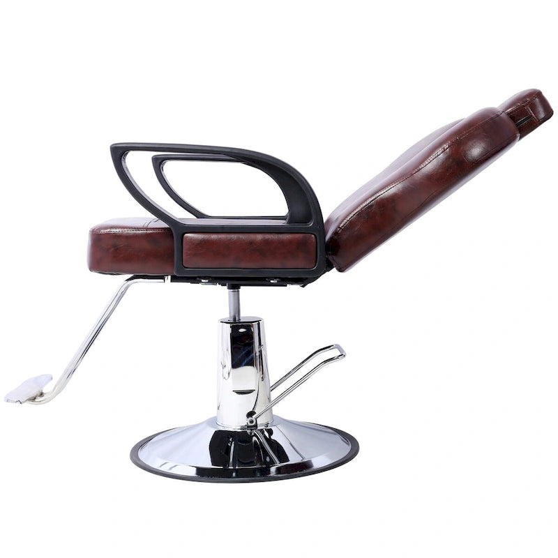 Heavy Duty Hydraulic Barber Chair with Reclining Backrest and Wide Seat