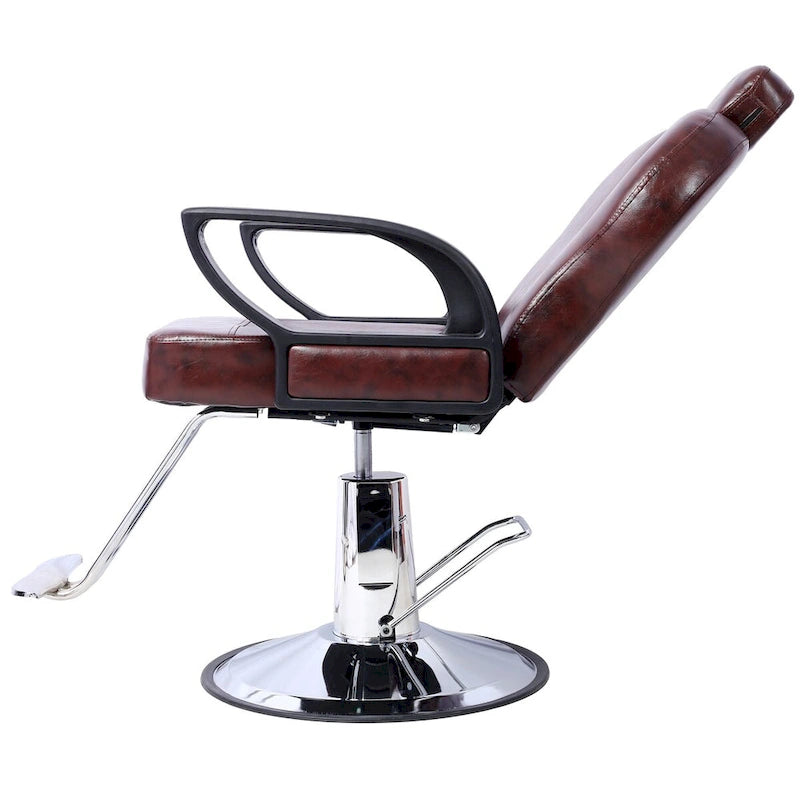 Heavy Duty Hydraulic Barber Chair with Reclining Backrest and Wide Seat