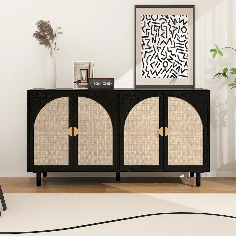 Modern 4 Door Cabinet with Adjustable Shelf