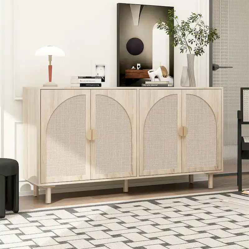 Modern 4 Door Cabinet with Adjustable Shelf