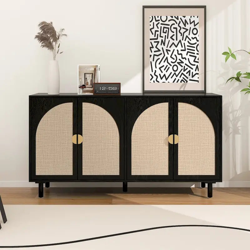 Modern 4 Door Cabinet with Adjustable Shelf