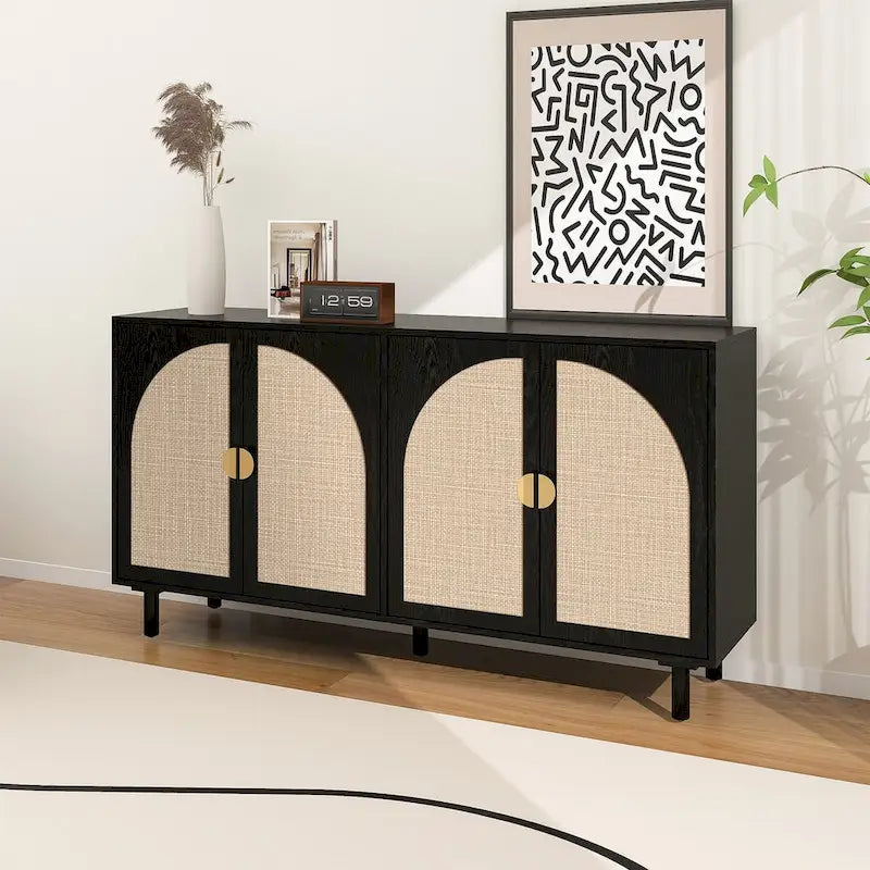 Modern 4 Door Cabinet with Adjustable Shelf
