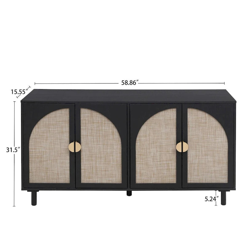 Modern 4 Door Cabinet with Adjustable Shelf
