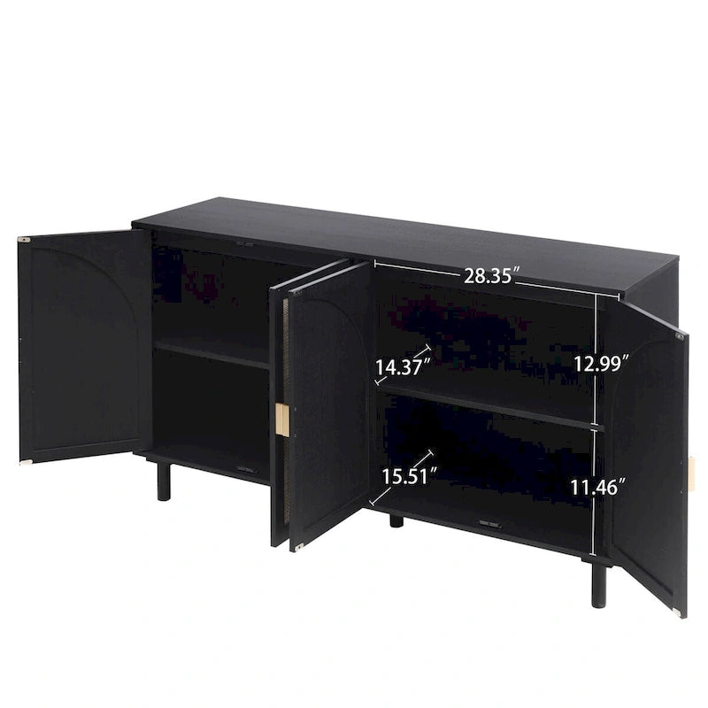 Modern 4 Door Cabinet with Adjustable Shelf