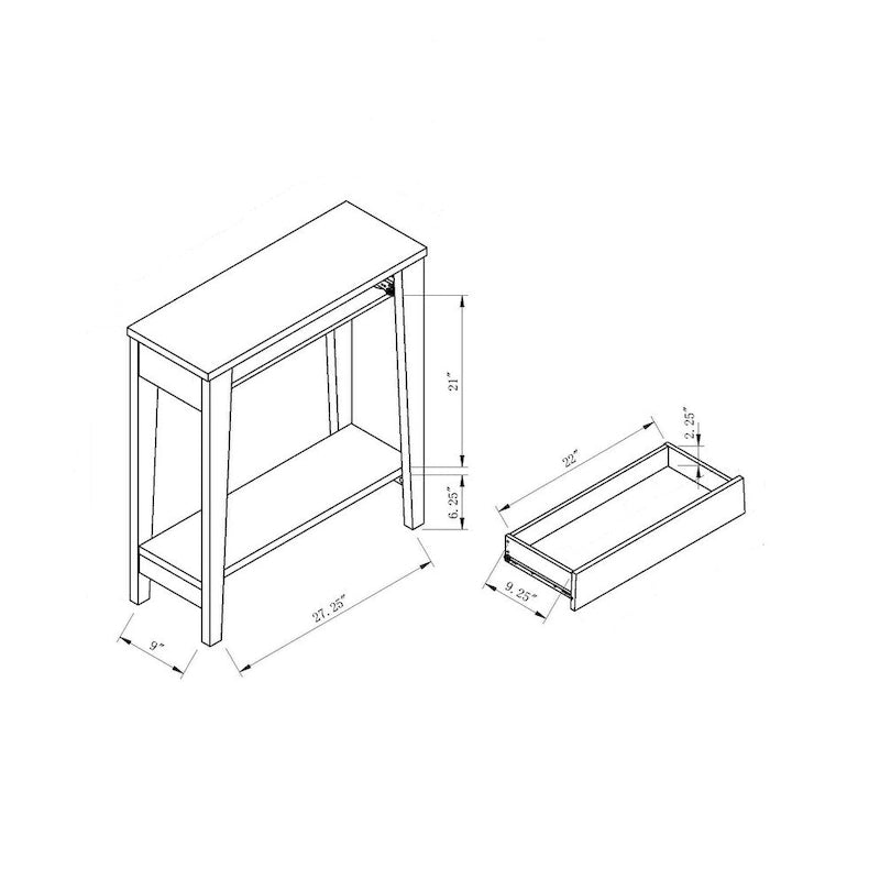 Modern Console with Bottom Shelf and Tapered Leg
