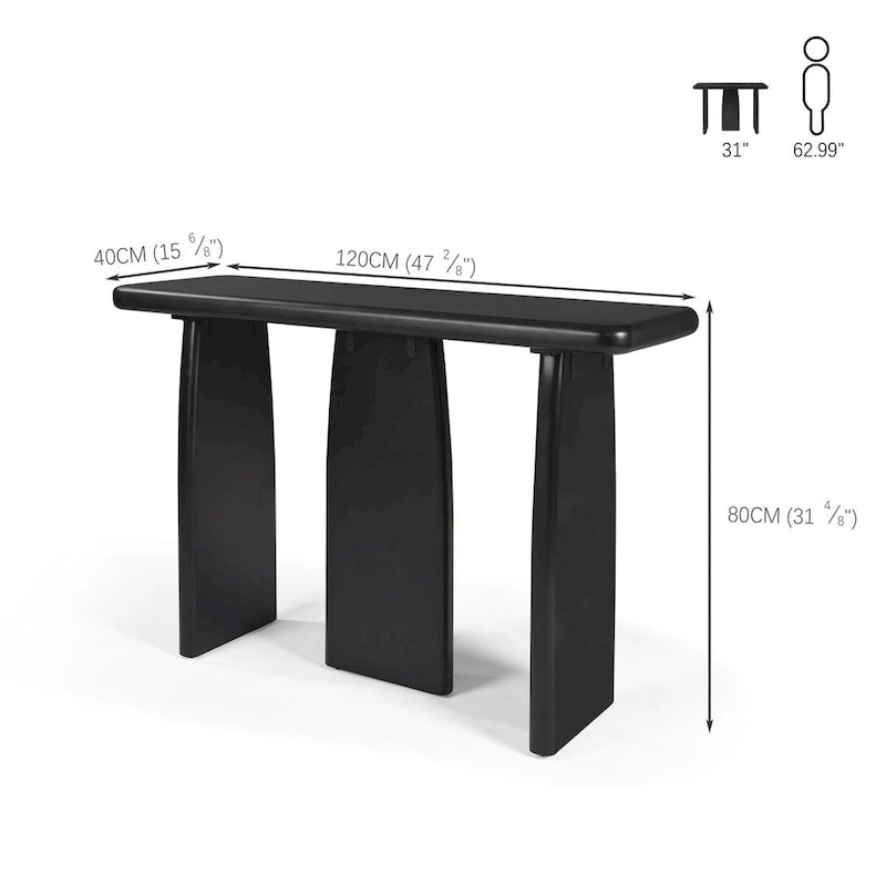 Console Table with Triple Pedestal Base for Entryway
