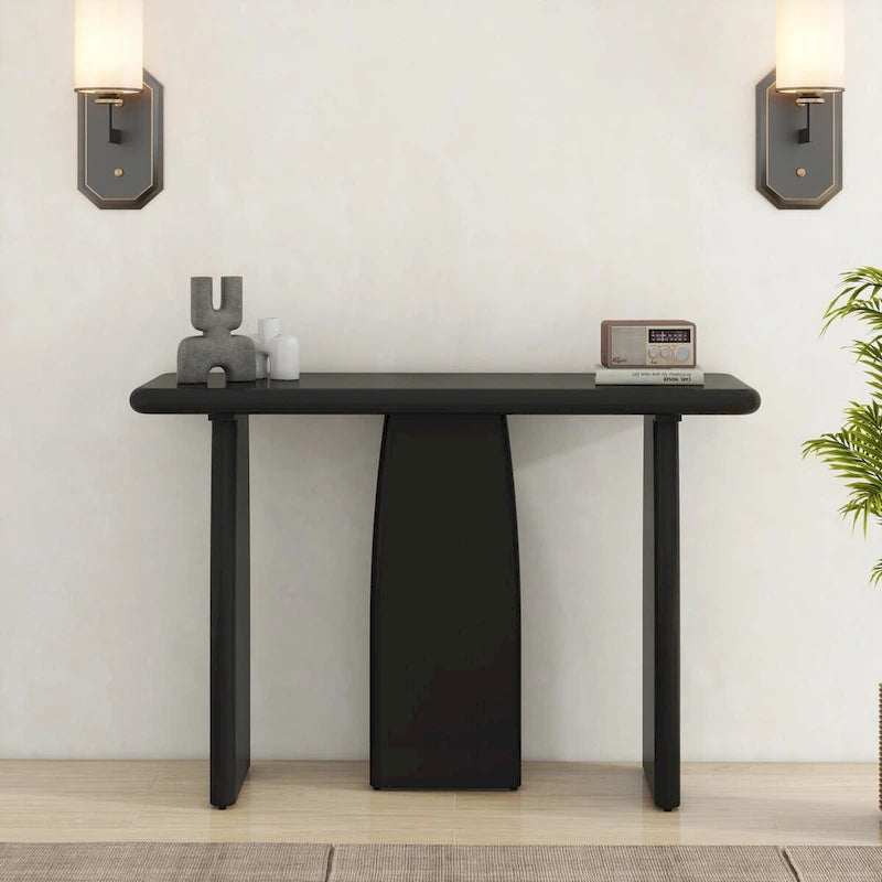 Console Table with Triple Pedestal Base for Entryway