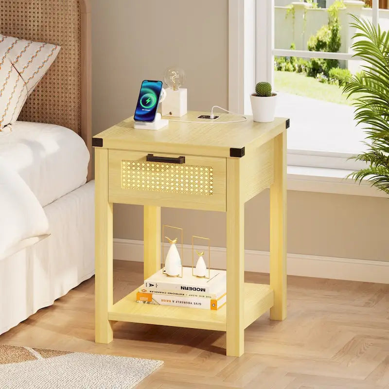 End Table with Light and Charging Station