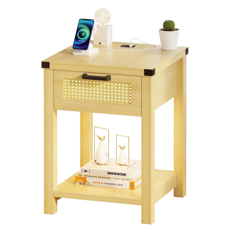 End Table with Light and Charging Station