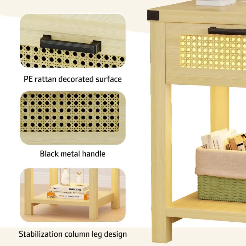 End Table with Light and Charging Station