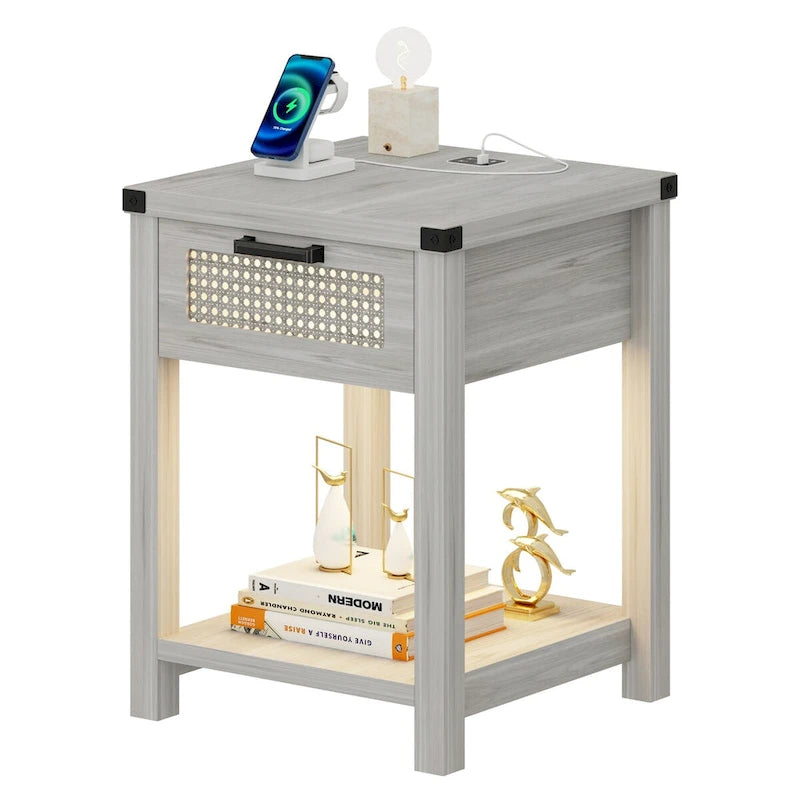 End Table with Light and Charging Station