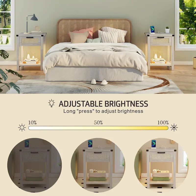 End Table with Light and Charging Station