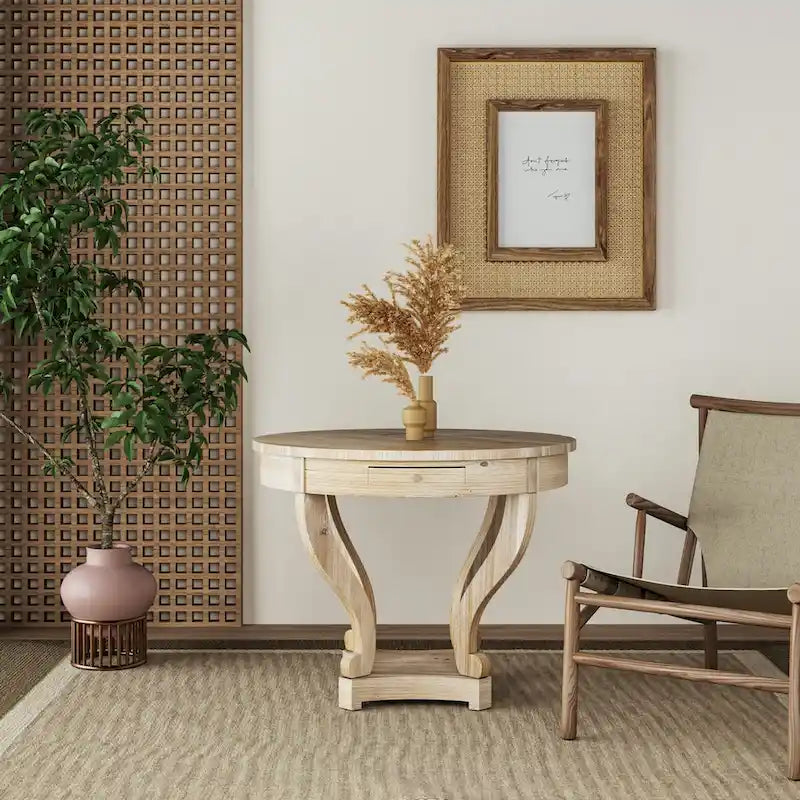 Curved Legs Farmhouse Style Round Dining Table
