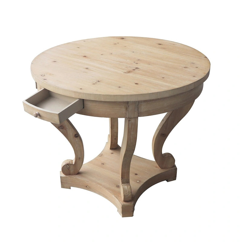 Curved Legs Farmhouse Style Round Dining Table