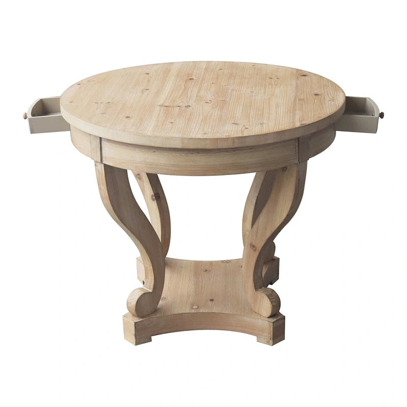 Curved Legs Farmhouse Style Round Dining Table
