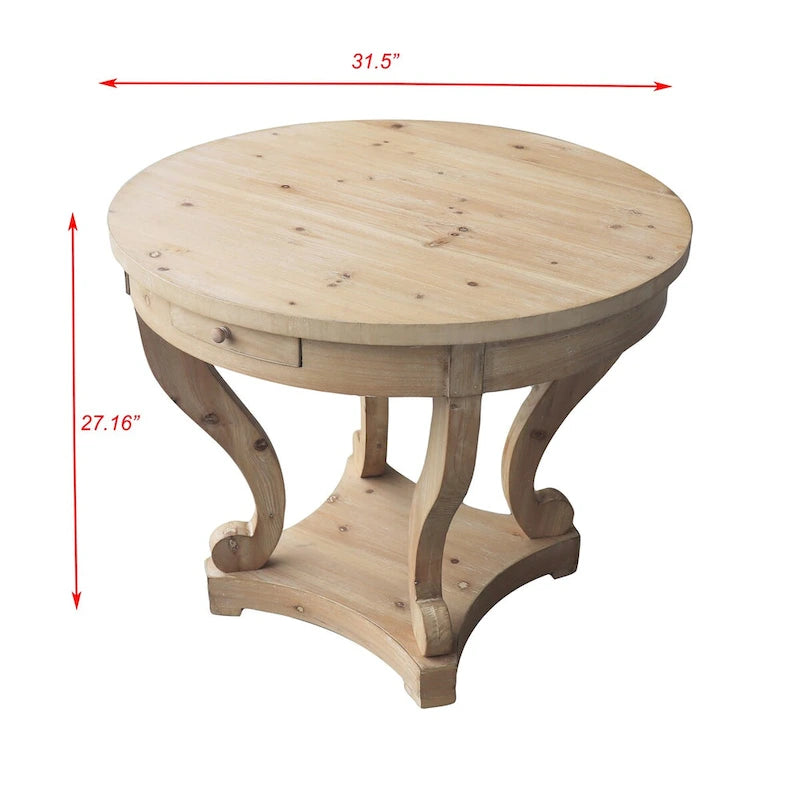 Curved Legs Farmhouse Style Round Dining Table