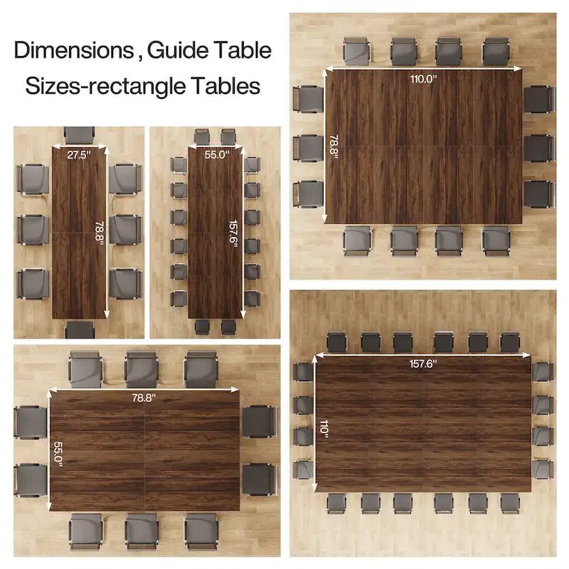 Conference Table for 6-8 People, 78 Inch Long Rectangular Seminar Table