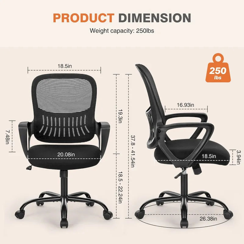 Ergonomic Mesh Office Chair with Fixed Armrest